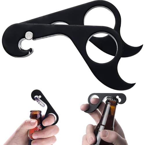 2 Stück Einhändiger Flaschenöffner und Glasöffner für Schwache Hände,Tragbare Bieröffner,Einfacher Dosenöffner für ältere Menschen und Schwache Griffe, Multifunktionaler Arthritis-Helfer(Schwarz) von Vexran
