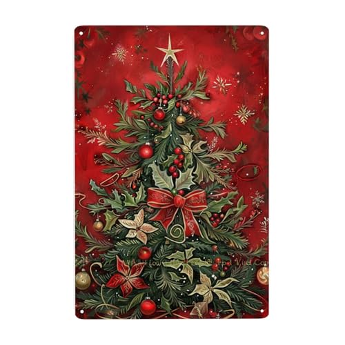 Vextrovia Vintage Weihnachtsbaummalerei Dekoration Weihnachtsbaum Druck Metall Poster Garten Dekor Wandkunst Dekor Weihnachtsbaum Metall Blechschild Dekorieren Verschiedene Räume Fügen Sie Farbe hinzu von Vextrovia