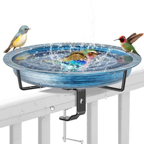 Vogeltränke hängend für Balkongeländer, Vogelfutterspender Wassertränke Für Vögel Garten Balkon Futterschale Hängend Futterteller (Altblau) von VeyFolzin.st