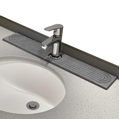 Vezyturly Wasserhahnmatte für Küchenspüle, wasserabsorbierende Steinwanne für Spüle, Diatomit, schnell trocknende Matte, Wasserhahn-Spritzschutz für Badezimmer-Theke (Dunkelgrau, 59,9 x 10,2 cm) Vezyturly Wasserhahnmatte für Küchenspüle, wasserabsorbierende Steinwanne für Spüle, Diatomit, schnell trocknende Matte, Wasserhahn-Spritzschutz für Badezimmer-Theke (Dunkelgrau, 59,9 x 10,2 cm) von Vezyturly