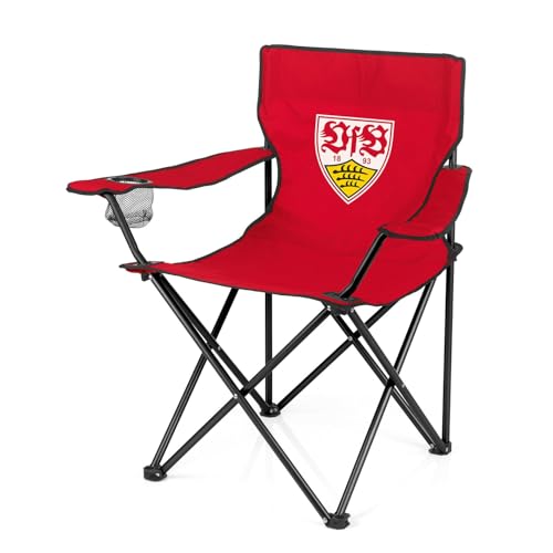 VfB Stuttgart Campingstuhl faltbar - 80x50 cm | Ideal für Festivals, Angelausflüge, Strand u.v.m. | Wasserabweisend & robust | Belastbar bis max. 100 kg [rot mit Logo] von VfB Stuttgart