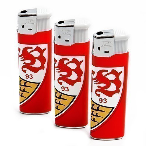 VfB Stuttgart Feuerzeug Set – 3 Stück | Elektronikfeuerzeuge mit Logo-Aufdruck von VfB Stuttgart