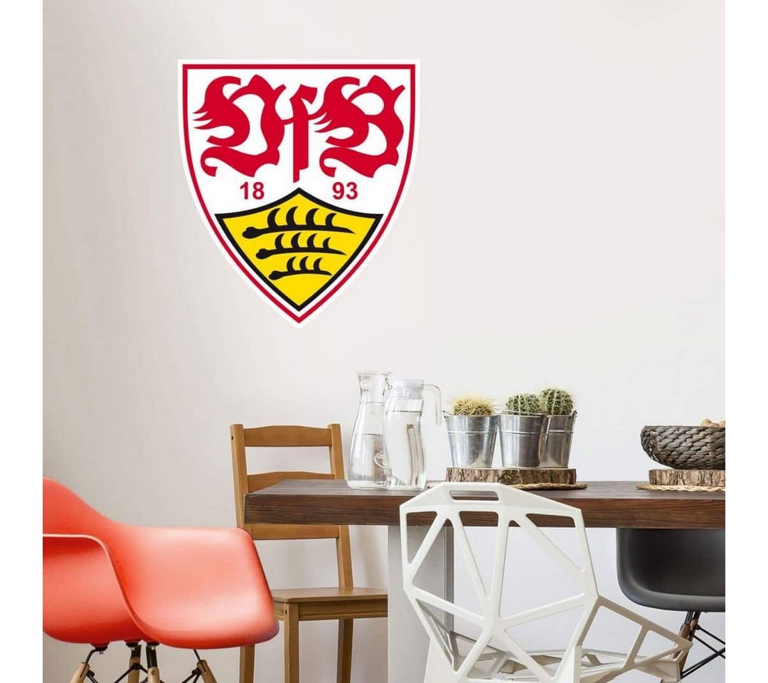 VfB Stuttgart Wandtattoo Fußball Wandtattoo VfB Stuttgart Wappen Rot Gelb Fußballverein Logo 1893, Wandbild selbstklebend, entfernbar von VfB Stuttgart