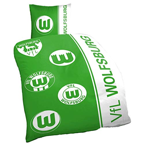 VfL Wolfsburg Bettwäsche Logohistorie Maße: 80 x 80cm 135 x 200 cm von VfL Wolfsburg