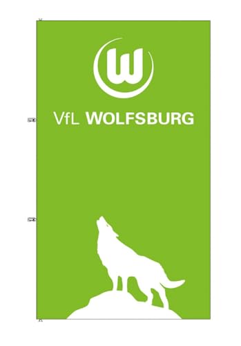 VfL Wolfsburg Hissfahne - Heulender Wolf - Hochformat | 175 x 300 cm | XXL Fahne | Flagge von VfL Wolfsburg