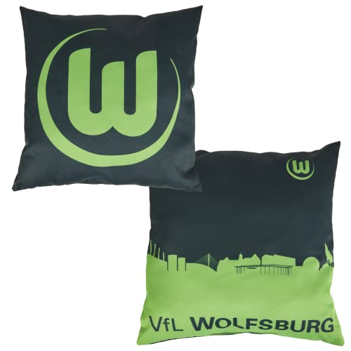 VfL Wolfsburg-Kissen Skyline | Quadratische Form | Wolfsburger Skyline & Logo | 38 x 38 cm von VfL Wolfsburg
