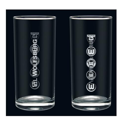 VfL Wolfsburg Trinkglas - Logohistorie - 2er Set Wasserglas Glas - Plus Lesezeichen Wir lieben Fußball von VfL Wolfsburg