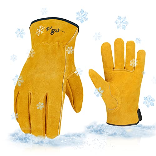 Vgo... 1 Paar Winter-Arbeitshandschuhe, Rindspaltleder, TR-Futter mit gestrickter Stulpe, 5°C/41°F oder mehr (CB9501F) von Vgo...