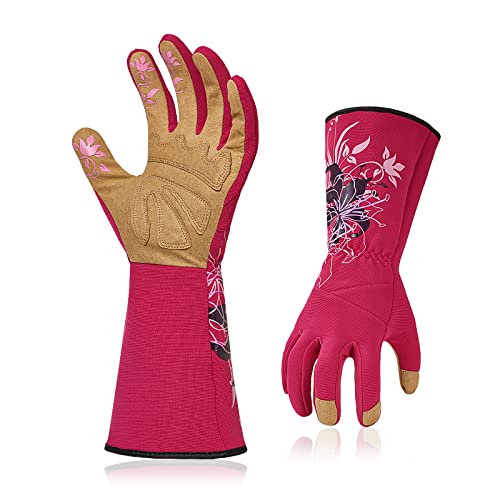 Vgo... 1 Paar Garten- und Arbeitshandschuhe,langen Armen, Synthetiklederpalmen, Kunstleder, Weibliche Handschuhe (SL7445) von Vgo...