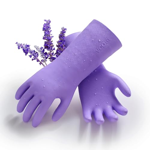 Vgo... 1 Paar Innovative gefütterte Geschirrspülhandschuhe Lange Ärmel Handschuhe für Küchen-, Badezimmerreinigung, Gartenarbeit, Haustierpflege, Malerei (TP1117) von Vgo...