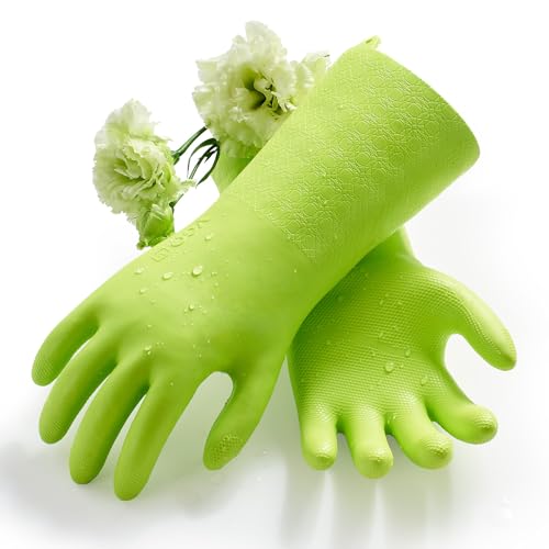 Vgo... 1 Paar Innovative gefütterte Geschirrspülhandschuhe Lange Ärmel Handschuhe für Küchen-, Badezimmerreinigung, Gartenarbeit, Haustierpflege, Malerei (TP1117) von Vgo...