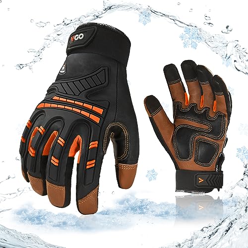 Vgo... 1 Paar Mechaniker-Handschuhe, wasserdichte Sicherheit-Arbeitshandschuhe für Kühllager oder Gefrierschrank, w/3M Thinsulate Futter, Anti-Impact, Anti-Vibration, 20℃/-4°F (GA8954FW) von Vgo...