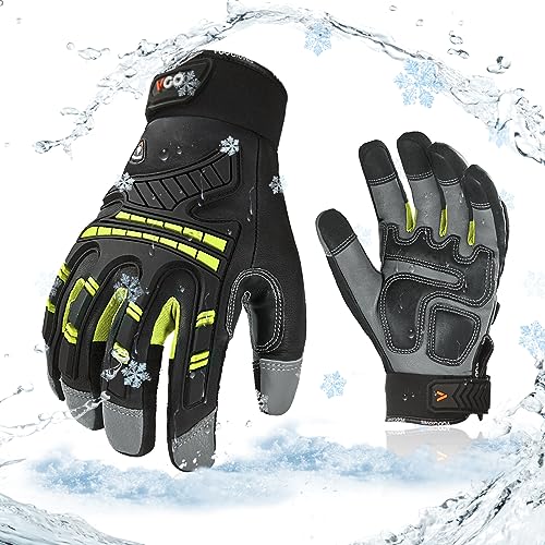 Vgo... 1 Paar Mechaniker-Handschuhe, wasserdichte Sicherheit-Arbeitshandschuhe für Kühllager oder Gefrierschrank, w/3M Thinsulate Futter, Anti-Impact, Anti-Vibration, 20℃/-4°F (GA8954FW) von Vgo...