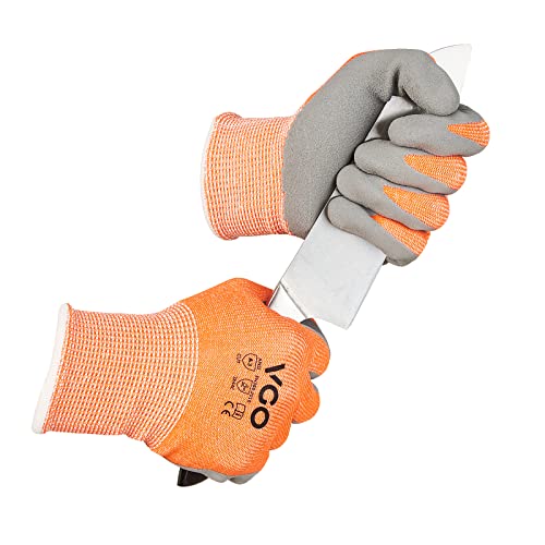 Vgo... 1 Paar Schnittfeste Arbeitshandschuhe, HPPE Anti-cut Futter, Handschutz vor Schneiden,EN388 Stufe C,ANSI Stufe 3 （RB2148HY） von Vgo...