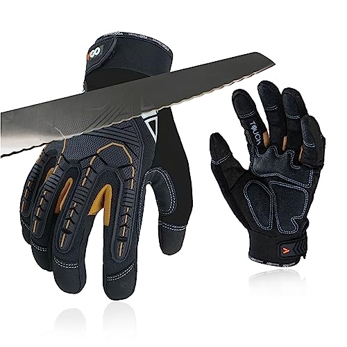 Vgo... 1 Paar Sicherheitshandschuhe,SchnittfesteHandschuhe,ANSI level A5，Impact Handschuhe,Anti-Vibration Handschuhe,Rigger Handschuhe,Heavy Duty(SL8849IPA5) von Vgo...