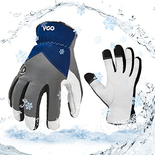 Vgo... 1 Paar Winter-Arbeitshandschuhe, Sicherheits-Arbeitshandschuhe aus Leder für Kaltlagerung oder Gefrierschrank, wasserdicht,3M Thinsulate-Futter (GA7711FW) von Vgo...