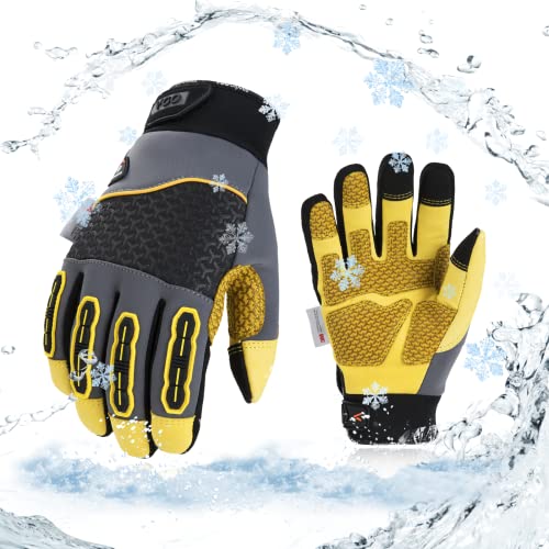 Vgo... 1 Paar Winter-Mechaniker-Handschuhe, Sicherheits-Arbeitshandschuhe für Kälte-Lagerung oder Gefrierschrank wasserdicht, mittlere Belastung（CA7724FLWP） von Vgo...