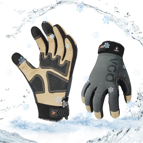 Vgo... 1Paar 0℃/32°F Winter- Arbeitshandschuhe, Sicherheit-Arbeitshandschuhe, Schweinleder，wasserdicht，Kühllager oder Gefrierschrank verwenden, w/3M Thinsulate Lining (PA7726FLWP) von Vgo...