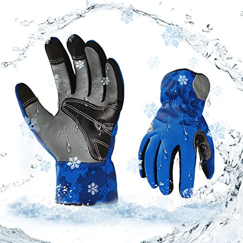 Vgo... 1Paar Winter-Arbeitshandschuhe aus Rindsleder, wasserdicht, Sicherheitshandschuhe für kalte Lagerung oder Gefrierschrank, w/3M Thinsulate Lining 0℃/32°F (CA9790FLWP) von Vgo...