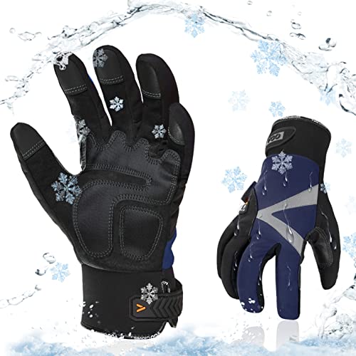 Vgo... 2 Paare Winter Mechaniker Handschuhe, Sicherheit- Arbeitshandschuhe für Kühllager oder Gefrierschrank, wasserdicht, Touchscreen, w/3M Thinsulate Futter, -20℃/-4°F(SL8777FW) von Vgo...