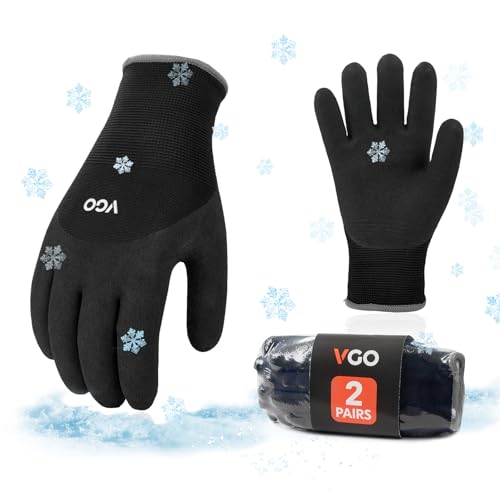 Vgo... 2 Paare Winterhandschuhe, Sicherheitshandschuhe für Kühlhaus oder Gefrierschrank, Outdoor Heavy Duty, doppelt gefüttert, Gummi-Latex beschichtet (RB6032) von Vgo...