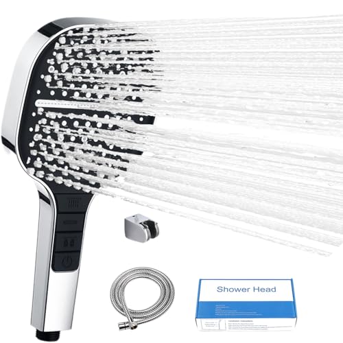 3 in 1 Hochdruck-Duschkopf Megashower, Duschkopf mit Schlauch, Handbrause Dusche mit Halterung, 7 Strahlarten, Wassersparend, Druckerhöhend, Anti-Stau-Silikondüse (SILVER) von Vgpbphj