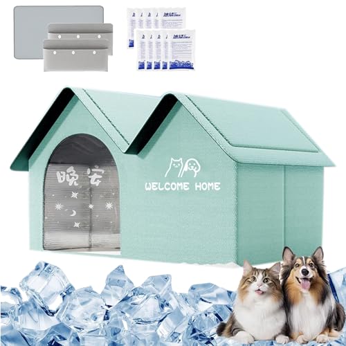 Cool & Cozy KüHlhaus, KüHlhaus FüR Katzen Im Sommer, Pet Cooling House with 10 Ice Packs, Katzenhaus Mit KüHl- Und WäRmematte 2 SaugfäHigen, for Kittens, Cats, Puppies (Grau, Extragroß) von Vgpbphj