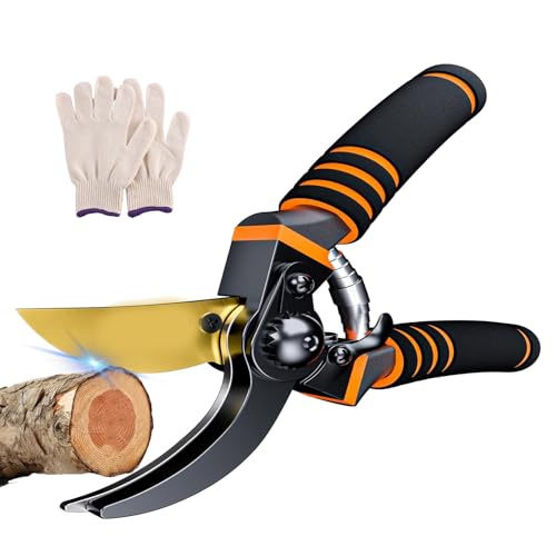 GardenSlicer Pro | Hochleistungs-Gartenschere, Hermhoffer Garden Slicer Pro, Sk5-Stahlklinge, Schere Für Präzisen Schnitt Von Ästen, Zweigen Und Blumen (Orange) von Vgpbphj