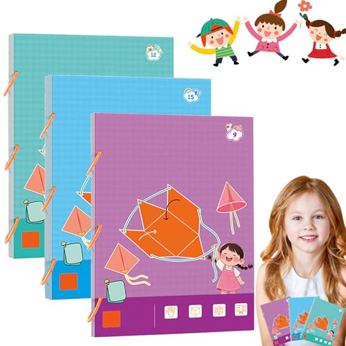 Pull String 3D Geometry Learning Book, New Upgrades 3D Shapes Pull-wire Handmade Book, Folding Educational Interactive Toys with 9, 12, or 15 Shapes for Kids (9+12+15 Shapes) von Vgpbphj