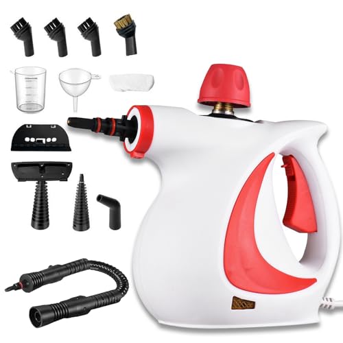 Red Hut Steam Cleaner, 2025 Red Hut Steam Cleaner Mobile with 12 Attachments, 1050 W Hand Steams Cleaners Portable, 3.2 Bar Steam Pressure, Chemical-Free, for Cleaning Floors Windows Sofas (Rot) von Vgpbphj