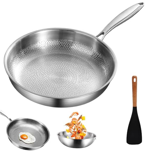Titanium Hammered Pan Pro with Lid, 2025 New Upgraded Ultra Durable, Scratch-Resistant Pure Titanium Pan Hammered Pattern, 100% Non-Stick Performance, Cookware Even Heating for Cooking (No lid, M) von Vgpbphj