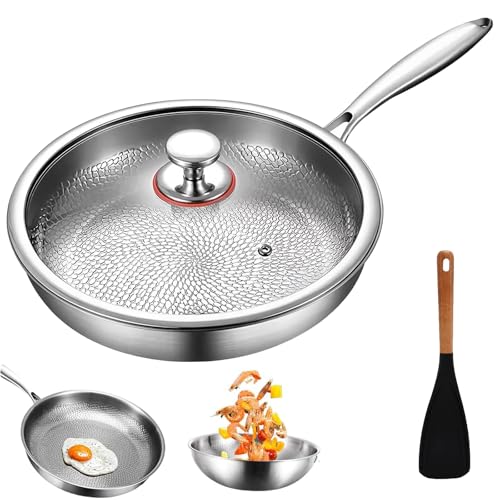 Titanium Hammered Pan Pro with Lid, 2025 New Upgraded Ultra Durable, Scratch-Resistant Pure Titanium Pan Hammered Pattern, 100% Non-Stick Performance, Cookware Even Heating for Cooking (With lid, M) von Vgpbphj