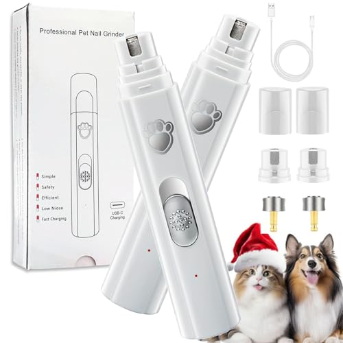 Vgpbphj Concertchop Dog Nail Grinder, Silent Pet Nail Grinder for Dogs, Electric Dog Claw Nail File, Smart LED Pet Grinder - See Blood Vessels, Zero Ouch (2Pcs White) von Vgpbphj