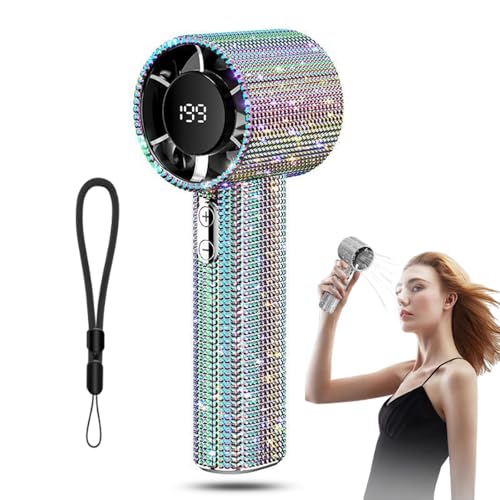Vgpbphj Diamond Tragbarer Ventilator, voller Diamant, luxuriöse Handwerkskunst, Hand-Turbo-Ventilator, Mini, 3-Gang-Wind, wiederaufladbarer Handventilator mit Digitalanzeige für Outdoor, Reisen, Büro Vgpbphj Diamond Tragbarer Ventilator, voller Diamant, luxuriöse Handwerkskunst, Hand-Turbo-Ventilator, Mini, 3-Gang-Wind, wiederaufladbarer Handventilator mit Digitalanzeige für Outdoor, Reisen, Büro von Vgpbphj