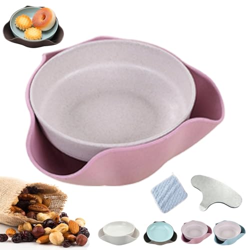 Vgpbphj Shell Collecting Snackschale, Pistazienschale mit Muschelaufbewahrung, Doppelschale Nussschale, Doppelschale Snackschale für Pistazien, Erdnüsse, Edamame, Kirschen, Nüsse (Rosa) von Vgpbphj