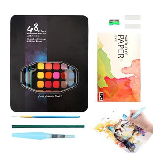 Aquarellfarben-Kits für Anfänger, Wasserfarben, Erwachsenen-Set, 48 coole SOSTICS SKETTRING FARBEN Set, Reisedesign-Palette, Bastelbedarf, K von Vgvgaj
