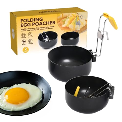 Eierpfanne mit Taschen | Antihaft-Eierformen zum Frittieren | abnehmbare Unterlegscheibe gegen Verbrühungen mit klappbarem Griff und Silikonabdeckung | für Frühstück, Pfannkuchen, Sandwiches von Vgvgaj