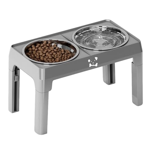 Hundefutter- Und Wassernapf Set - Ständer Für Hundenäpfe | Erhöhte Futterstation Fünf Höhen Verstellbar Für Kleine Mittlere Große Hunde Und Katzen Hundefutter- Und Wassernapf Set - Ständer Für Hundenäpfe | Erhöhte Futterstation Fünf Höhen Verstellbar Für Kleine Mittlere Große Hunde Und Katzen von Vgvgaj