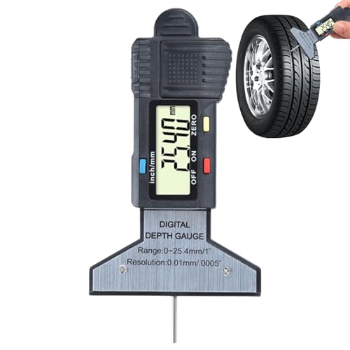 Reifenprofiltiefenmesser, Reifenprofilmesser, Digitales 0,01 mm Auflösung Wear Checker mit Zoll MM Konvertierung tragbar Reifenprofiltiefenmesser, Reifenprofilmesser, Digitales 0,01 mm Auflösung Wear Checker mit Zoll MM Konvertierung tragbar von Vgvgaj