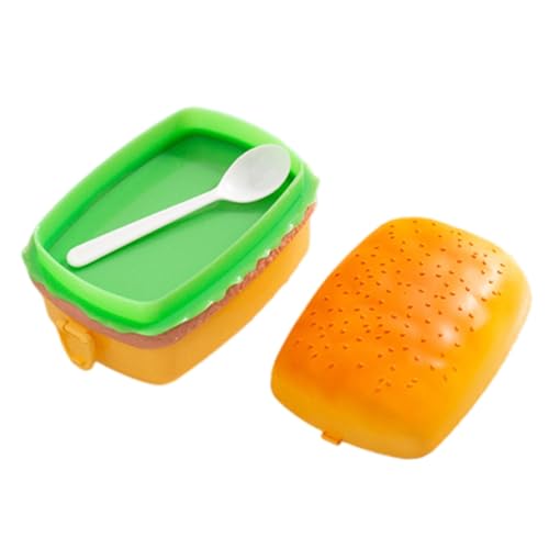 Vgvgaj Hamburger Brotdose Brotdose Kinder Lunchbox 3 Ebenen Hamburger Lunchbox PP Brotdose Schule Löffel Mikrowellen Spülmaschinen Und Gefriergeeignet von Vgvgaj