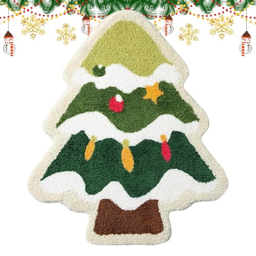 Vgvgaj Weihnachtsbaum Kaschmirimitat Badezimmerteppiche Weihnachts-Badezimmerteppich Weihnachts Badematte Rutschfester Weihnachtsbaum Fußmatte Für Das Badezimmer Im Innenbereich 60x80 cm von Vgvgaj