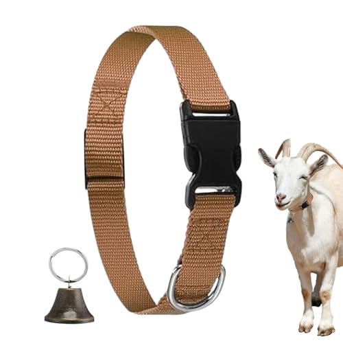 Ziegenhalsbänder mit Glöckchen, rutschfestes, verstellbares Halsband für Ziegen – Halswirbelhalsband mit Schnellverschluss-Schnalle, klarer Klang, Anti-Verlust-Design für Nutztiere von Vgvgaj