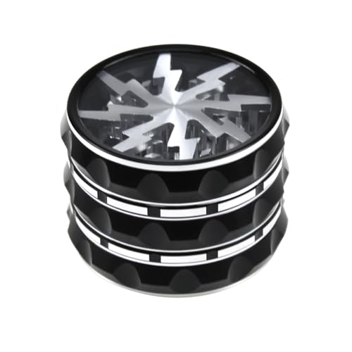 Vgzsyomqib Grinder Aluminium 63mm Grinder Crusher Mühle Groß Metall 4 Teilig für Spice Gewürze Herb Kaffee Kräutermühle Mill 4-teiliges Set mit Pollen Scraper - Blitz Silber von Vgzsyomqib