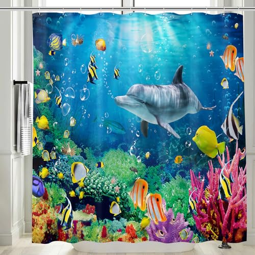 Vgzsyomqib Delphin Meer Duschvorhang 180x180 Anti Schimmel Wasserdicht für Badewanne Stoff Shower Curtains 3D Delfin Fische Bunt Unterwasserwelt Motiv Duschvorhänge Waschbar Textil Vgzsyomqib Delphin Meer Duschvorhang 180x180 Anti Schimmel Wasserdicht für Badewanne Stoff Shower Curtains 3D Delfin Fische Bunt Unterwasserwelt Motiv Duschvorhänge Waschbar Textil von Vgzsyomqib