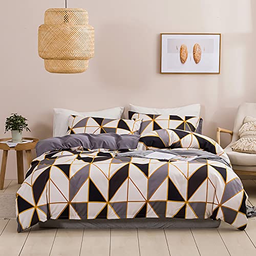 Vgzsyomqib Geometrisch Bettwäsche Set 1 Bettbezug 220x240 cm mit 2 Kissenbezug 50x75 cm Weiche Mikrofaser Modern Bettwäsche-Sets 3teilig Geometrie Kariert Bettbezüge mit Reißverschluss 3er Set Grau Vgzsyomqib Geometrisch Bettwäsche Set 1 Bettbezug 220x240 cm mit 2 Kissenbezug 50x75 cm Weiche Mikrofaser Modern Bettwäsche-Sets 3teilig Geometrie Kariert Bettbezüge mit Reißverschluss 3er Set Grau von Vgzsyomqib