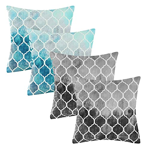 Vgzsyomqib Geometrische Muster Kissenbezug Kissen Hülle Sofakissen Boho Kissenbezüge 45x45 cm Kissenhülle Dekokissen Modern Home Couchkissen Bezug Schlafzimmer Kopfkissen 4er Set Blau Grau von Vgzsyomqib