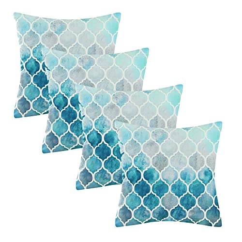 Vgzsyomqib Geometrische Muster Kissenbezug Kissen Hülle Sofakissen Boho Kissenbezüge 45x45 cm Kissenhülle Dekokissen Modern Home Couchkissen Bezug Schlafzimmer Kopfkissen 4er Set Blaugrün Grau von Vgzsyomqib