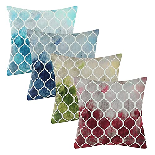 Vgzsyomqib Geometrische Muster Kissenbezug Kissen Hülle Sofakissen Boho Kissenbezüge 45x45 cm Kissenhülle Dekokissen Modern Home Couchkissen Bezug Schlafzimmer Kopfkissen 4er Set Farbig 01 von Vgzsyomqib