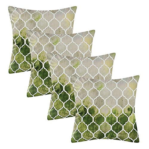 Vgzsyomqib Geometrische Muster Kissenbezug Kissen Hülle Sofakissen Boho Kissenbezüge 45x45 cm Kissenhülle Dekokissen Modern Home Couchkissen Bezug Schlafzimmer Kopfkissen 4er Set Grün Grau von Vgzsyomqib