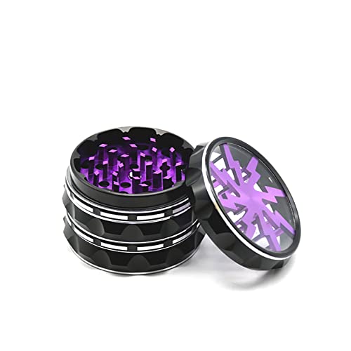 Vgzsyomqib Grinder Aluminium 63mm Grinder Crusher Mühle Groß Metall 4 Teilig für Spice Gewürze Herb Kaffee Kräutermühle Mill 4-teiliges Set mit Pollen Scraper - Blitz Violett von Vgzsyomqib